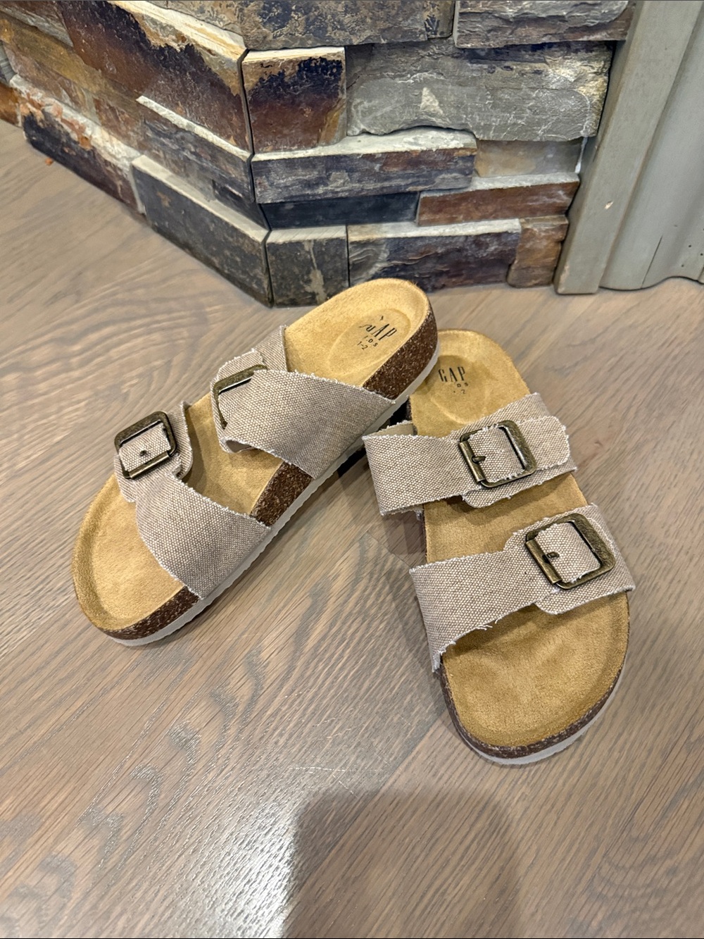 GAP Kids Taupe Double-Buckle Slide Sandals